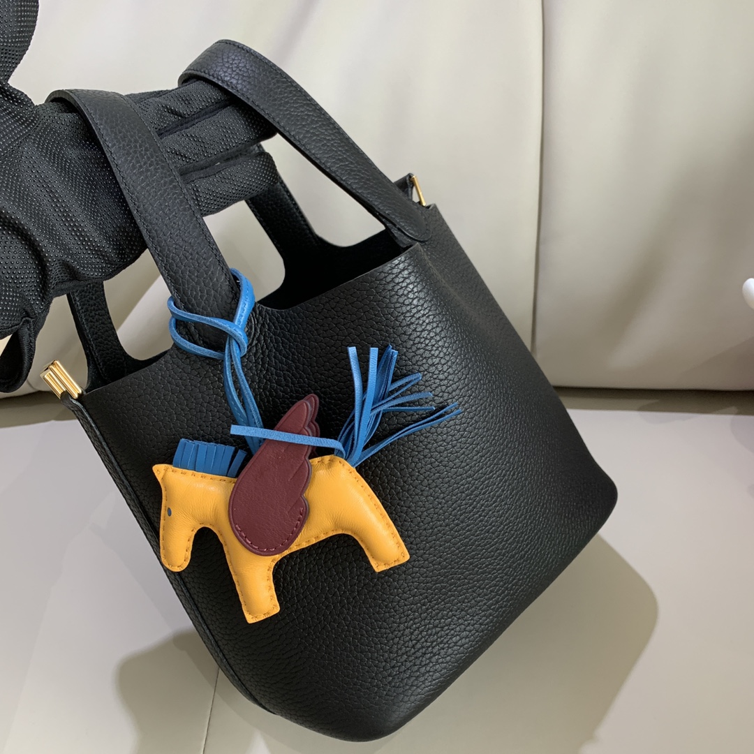 에르메스 피코탄 락18 블랙 금장 끌레망스 가죽